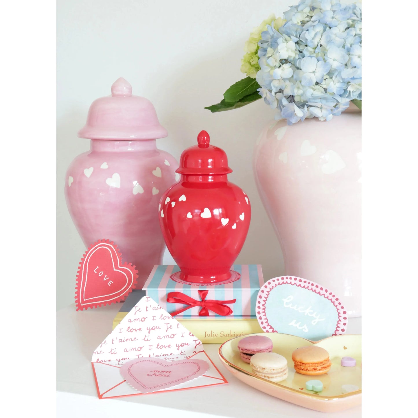 "Love is in the Air" Ginger Jars in Red
