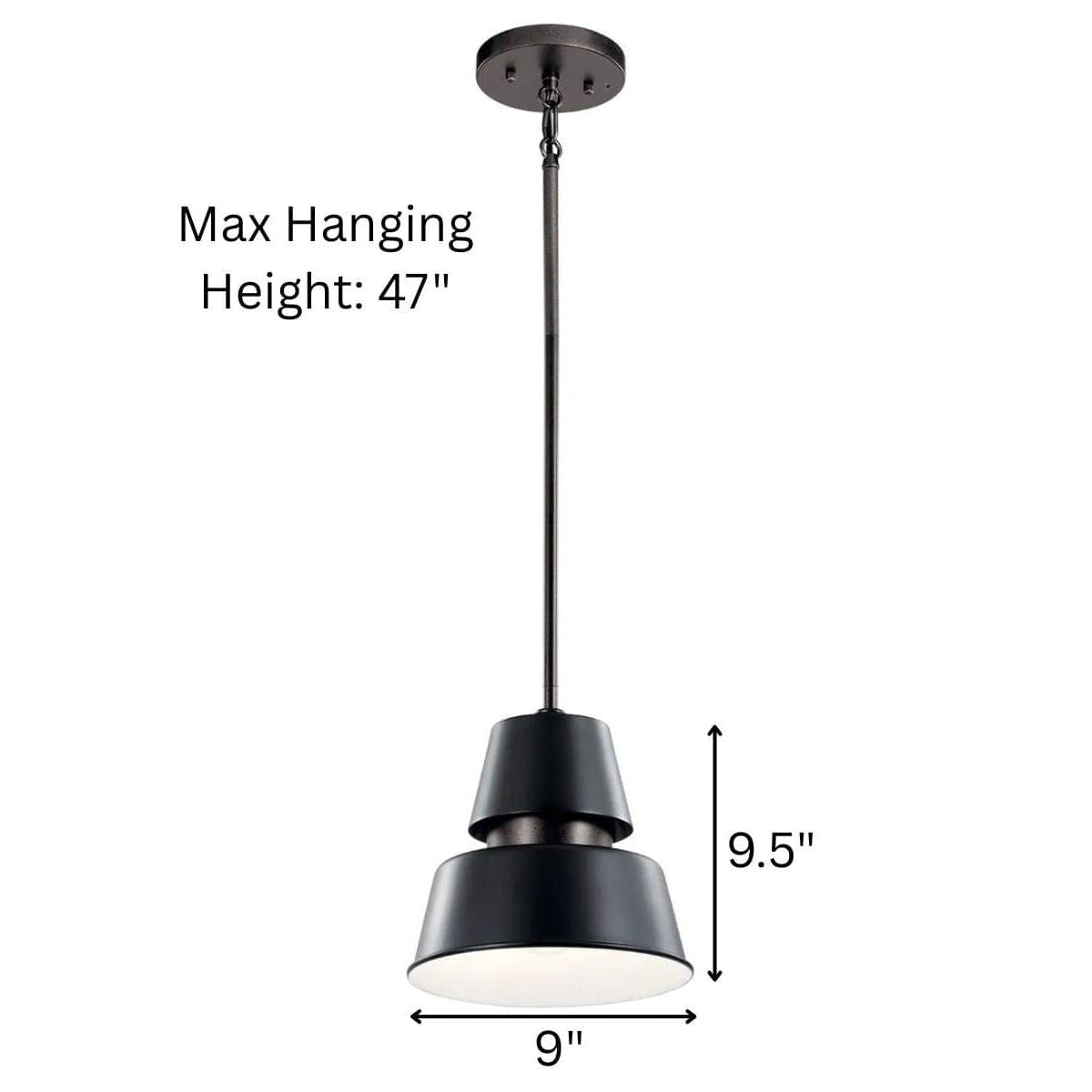 Lozano 9"W 1-Light Black Finish Metal Cone Shade Indoor/Outdoor Pendant Light by Kichler