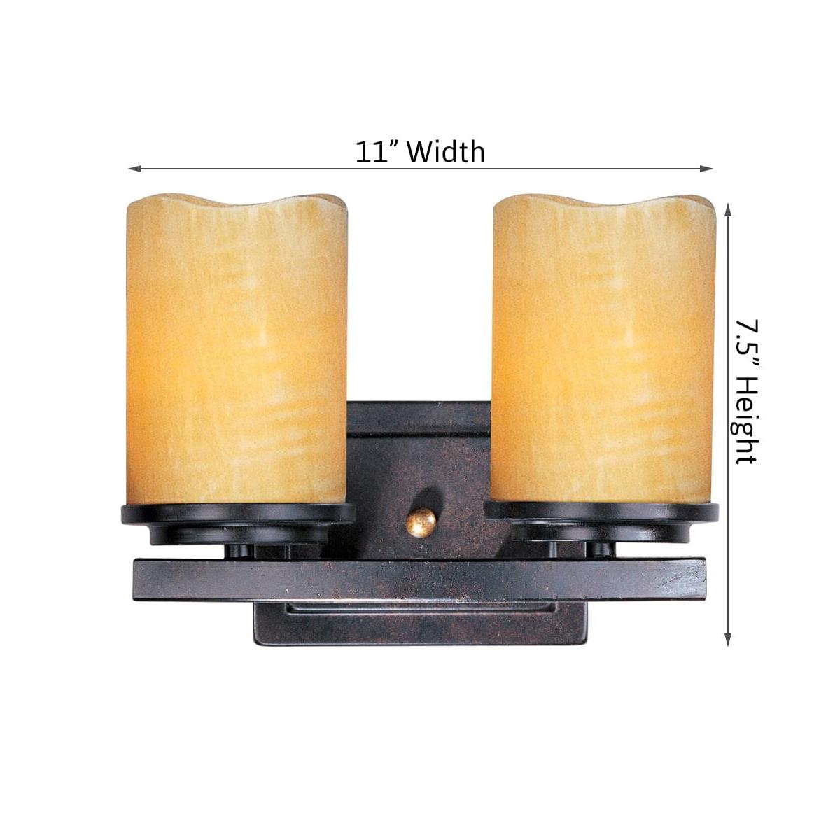 Luminous 11"W 2-Light Bath Vanity Light Fixture Rustic Ebony Finsh by Maxim