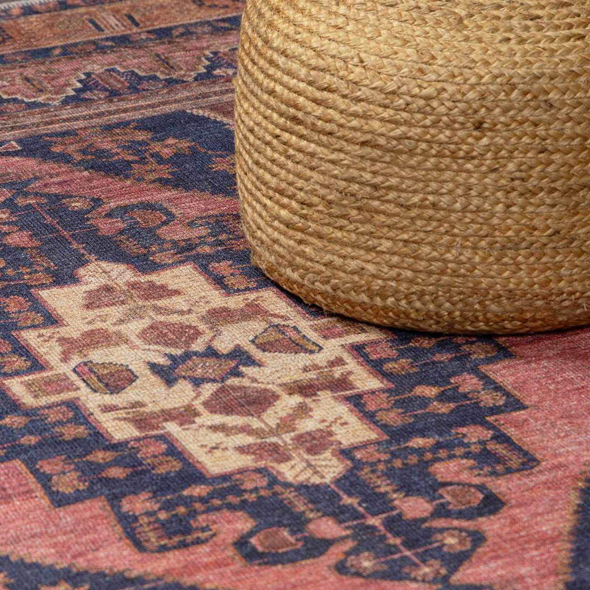 a basket on a rug