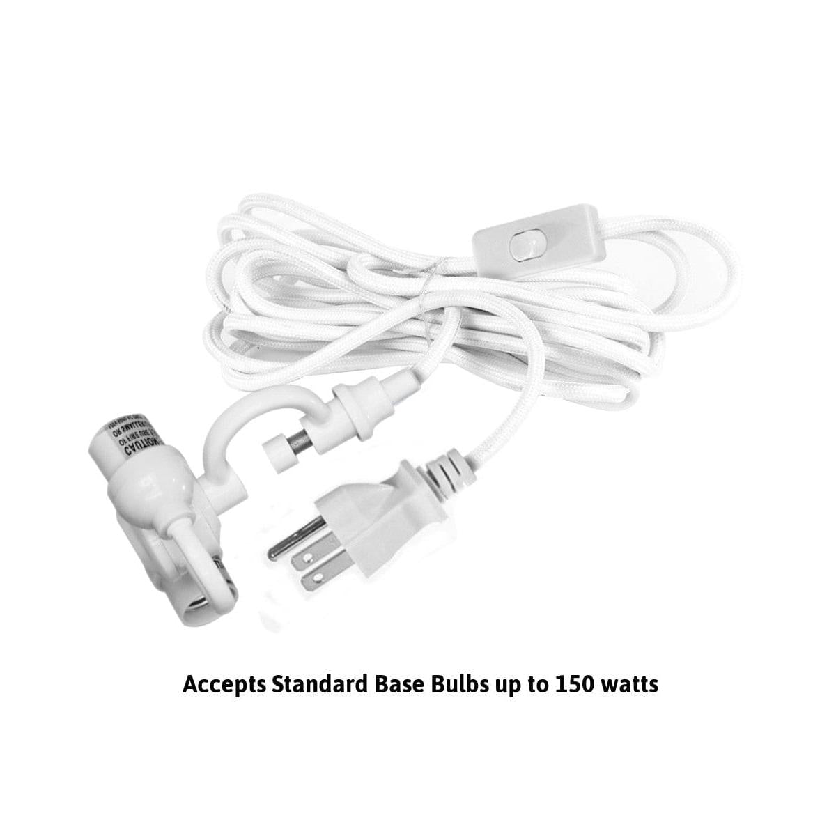 MAST Plug-In Wall Mount Pendant, 2 Light White Cord/Arm with Diffuser, White Linen Shade
