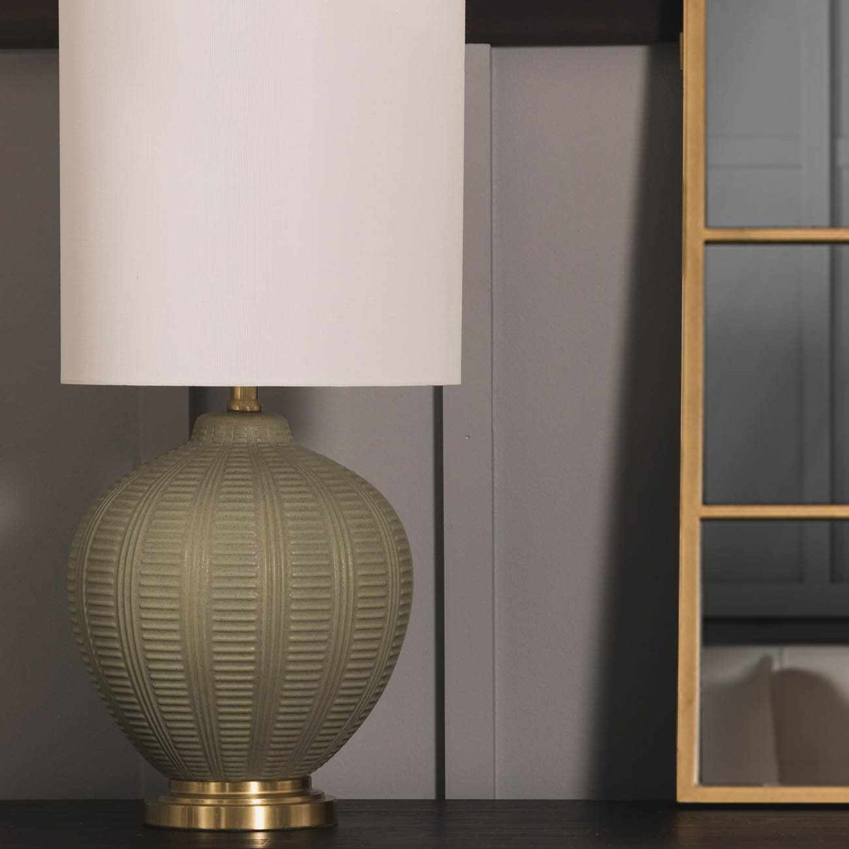 a lamp on a table