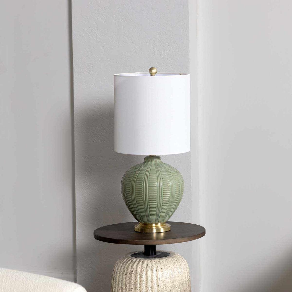 a lamp on a table