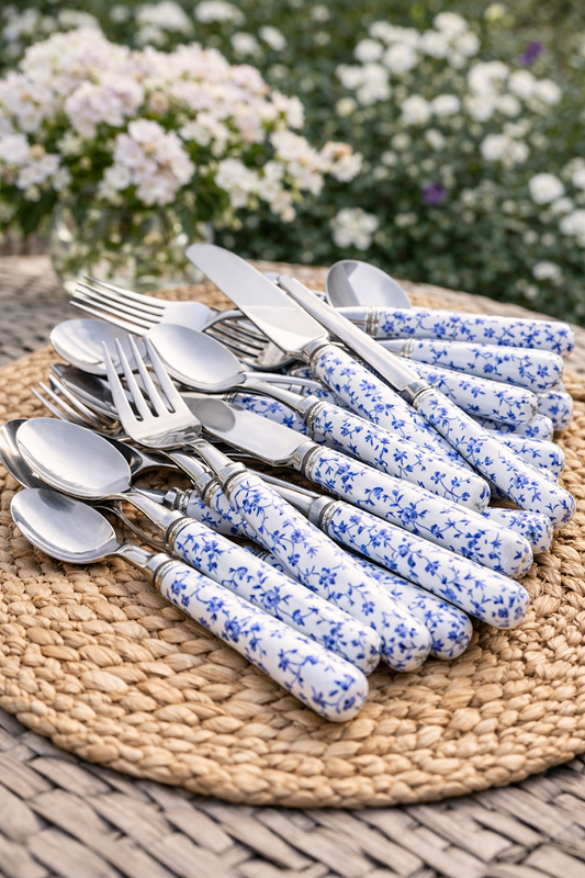 Blue Chinoiserie Five Piece Flatware Set