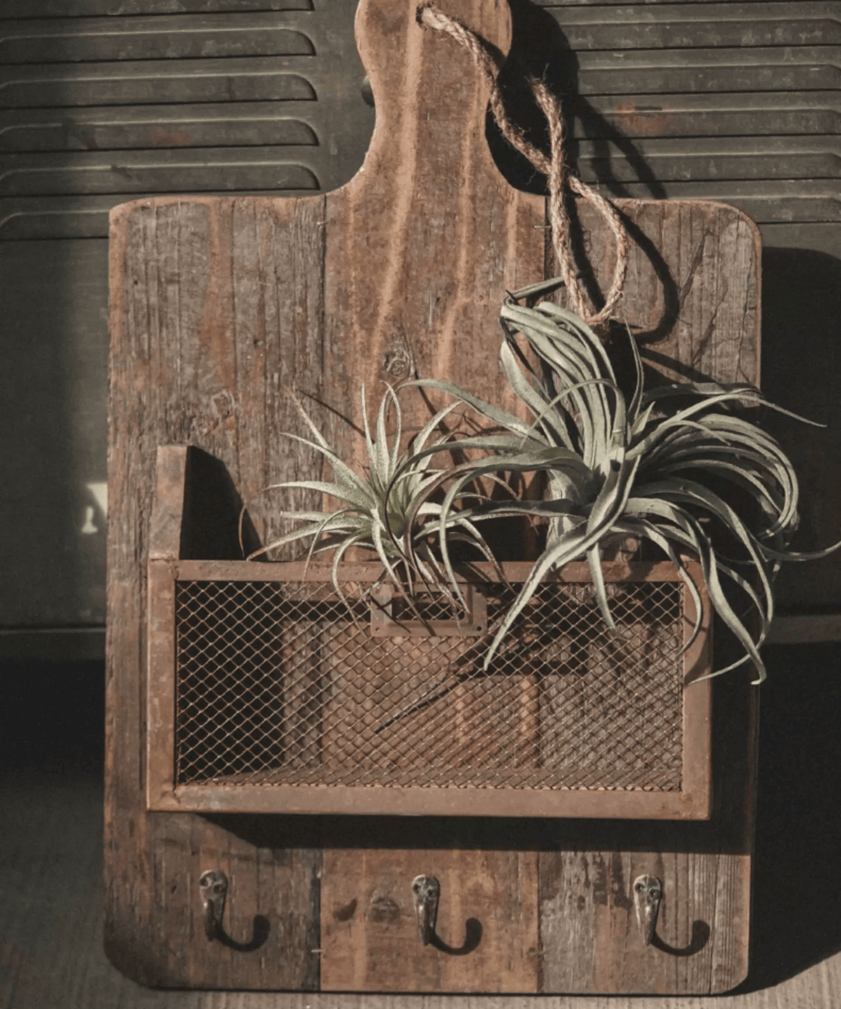 Vintage Wood Mail & Key Holder