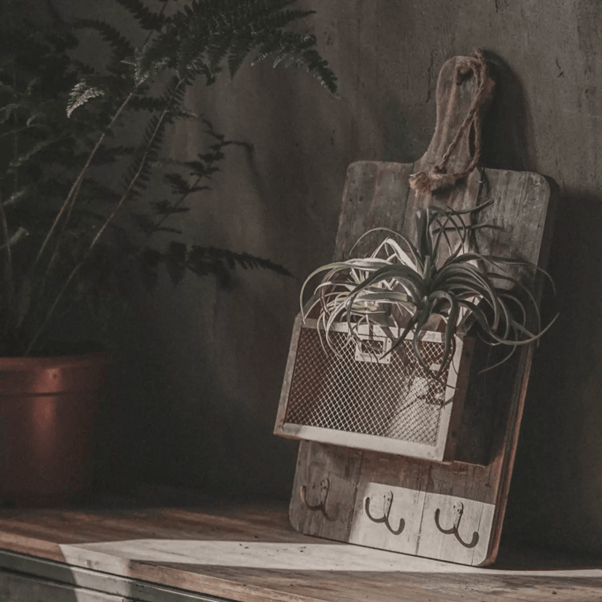 Vintage Wood Mail & Key Holder