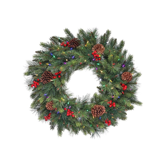 30" LED Forrest Berry Fir Wreath