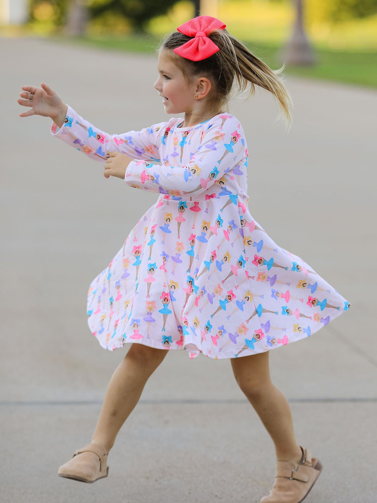a girl in a dress