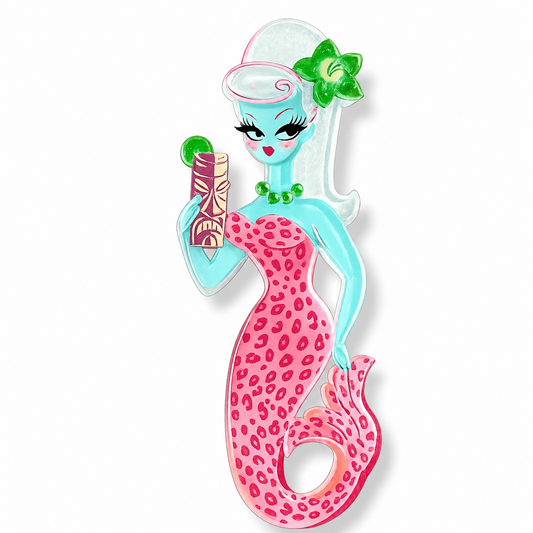 a cartoon mermaid with a drink
