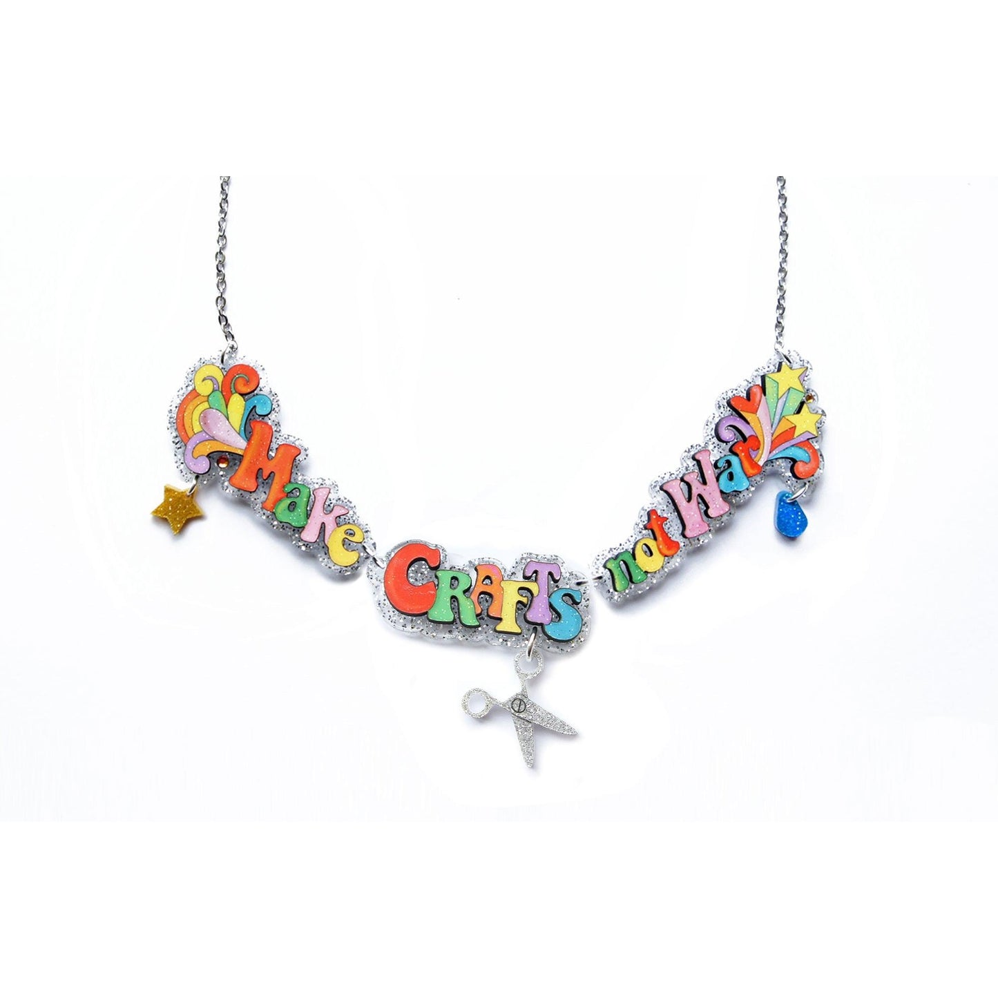 Make Coffee Not War Necklace by Laliblue – Retro Statement Necklace Vintage Inspired