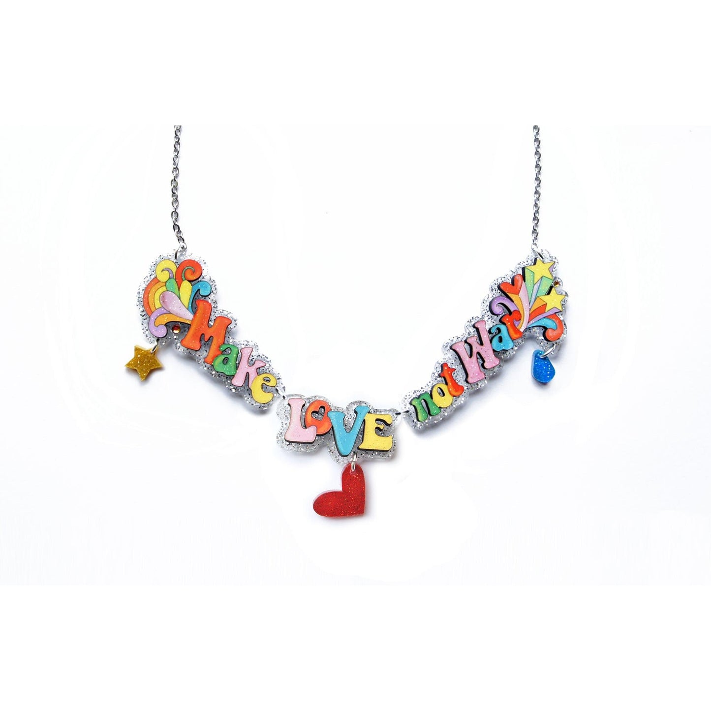 Make Crafts Not War Necklace by Laliblue – Retro Statement Necklace Vintage Inspired