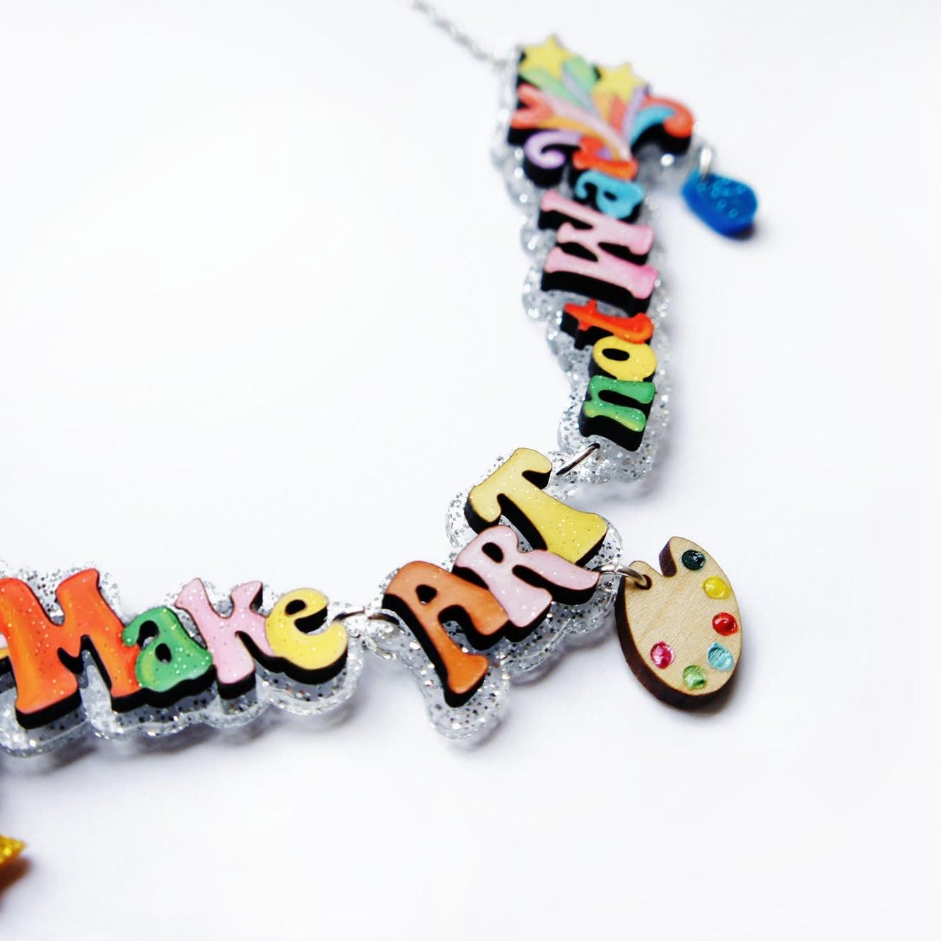 Make Music Not War Necklace by Laliblue – Retro Statement Necklace Vintage Inspired