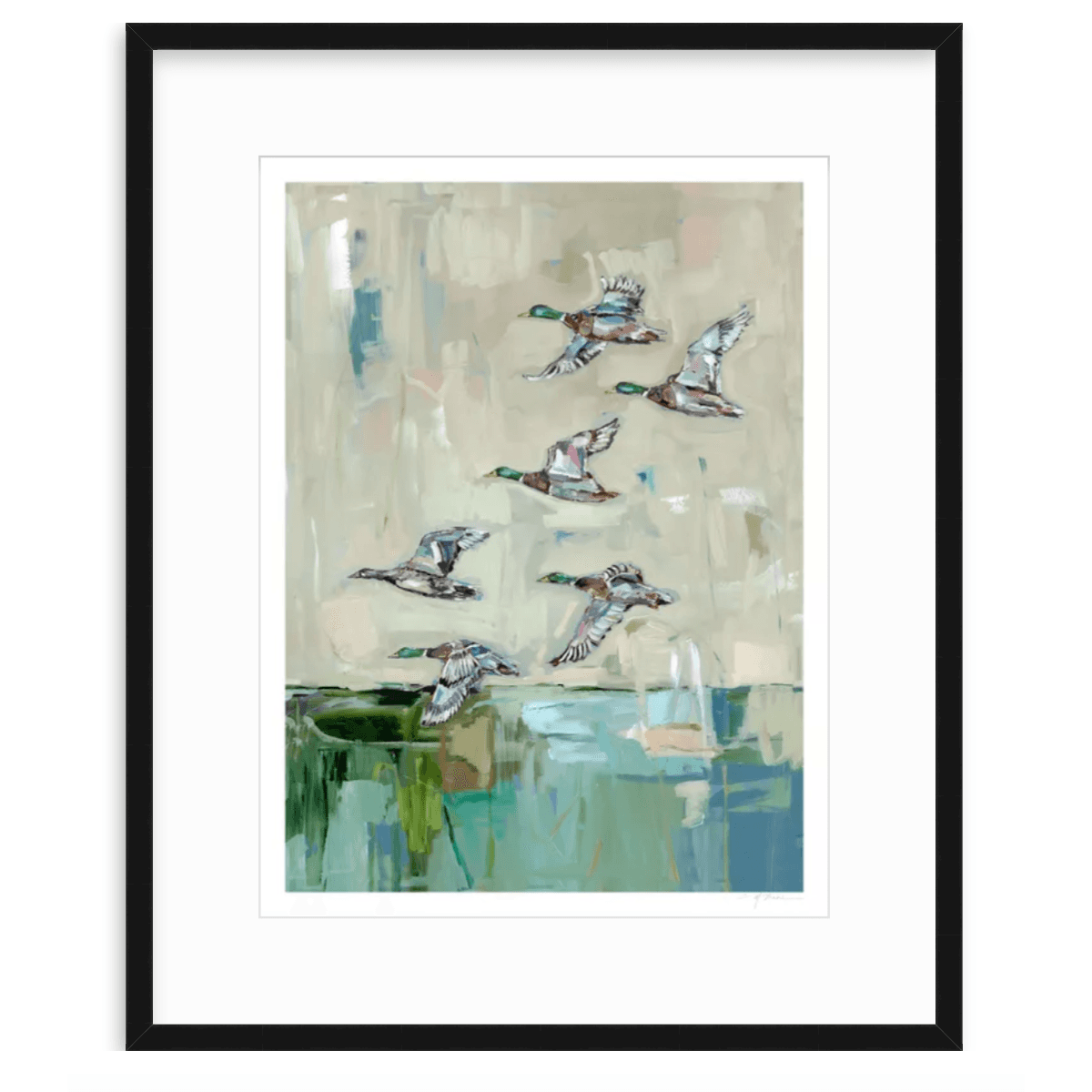 Mallards In Flight Ducks Fine Art Print