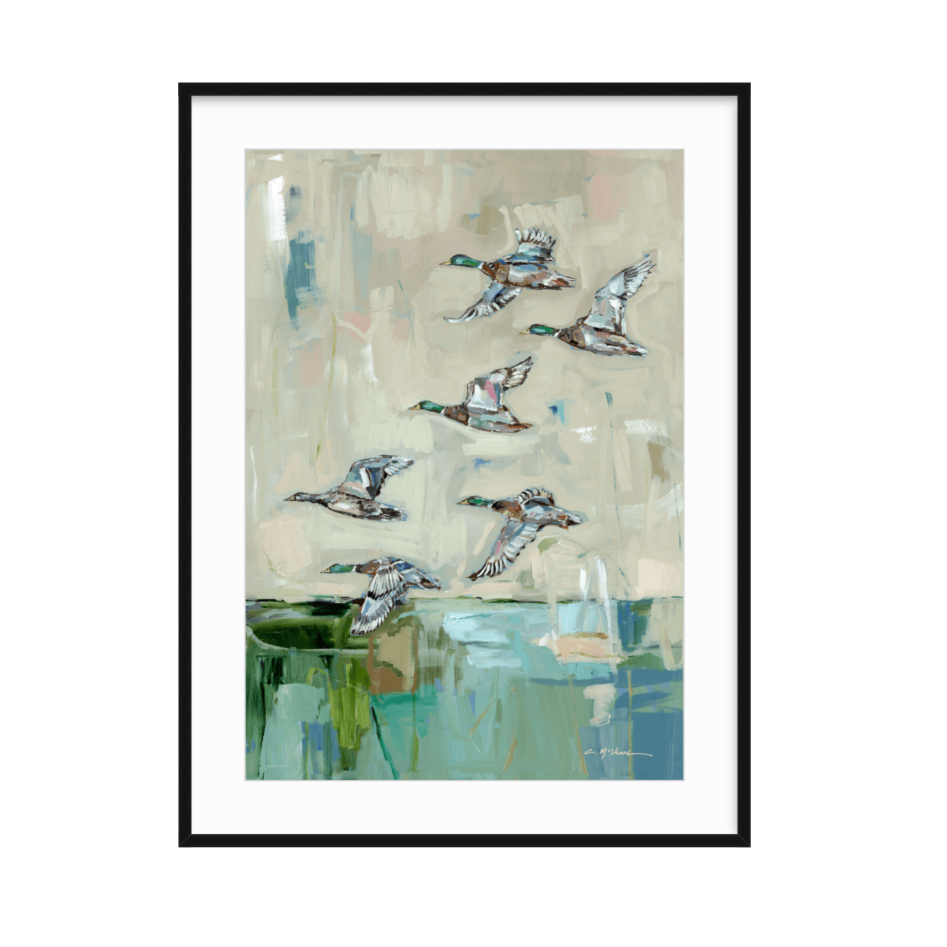 Mallards In Flight Ducks Fine Art Print