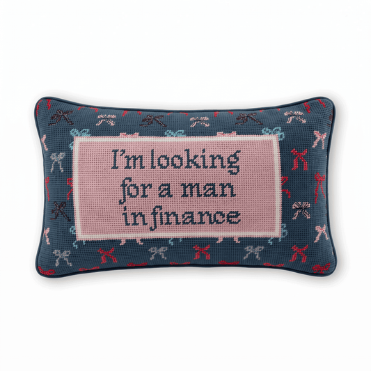 Man In Finance Needlepoint Pillow