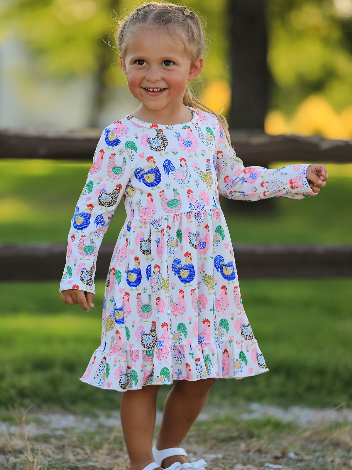 a girl in a dress