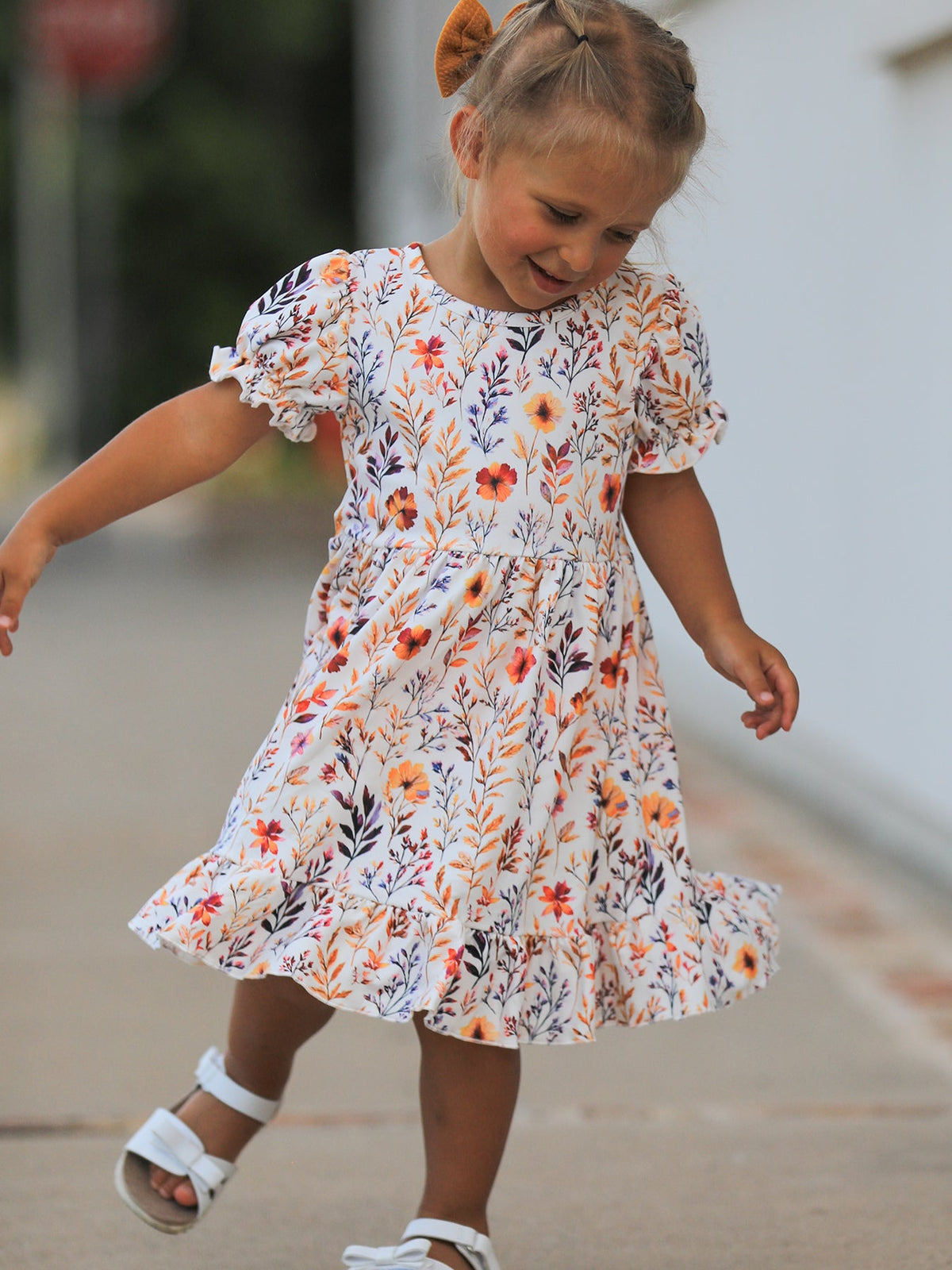 a girl in a dress