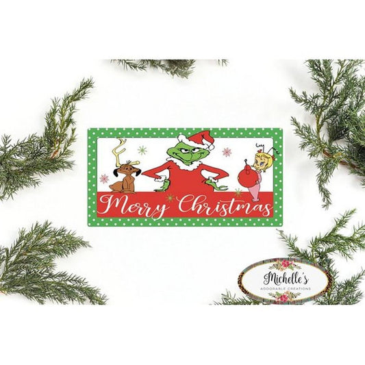 Merry Christmas Green Monster Sign