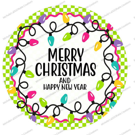 Merry Christmas New Year Pastel Lights Sign