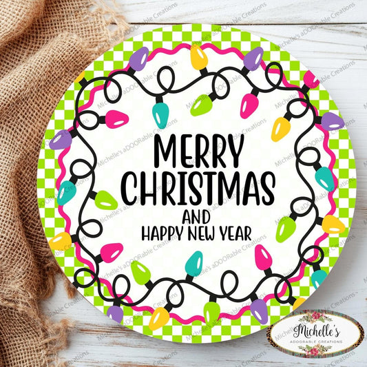 Merry Christmas New Year Pastel Lights Sign