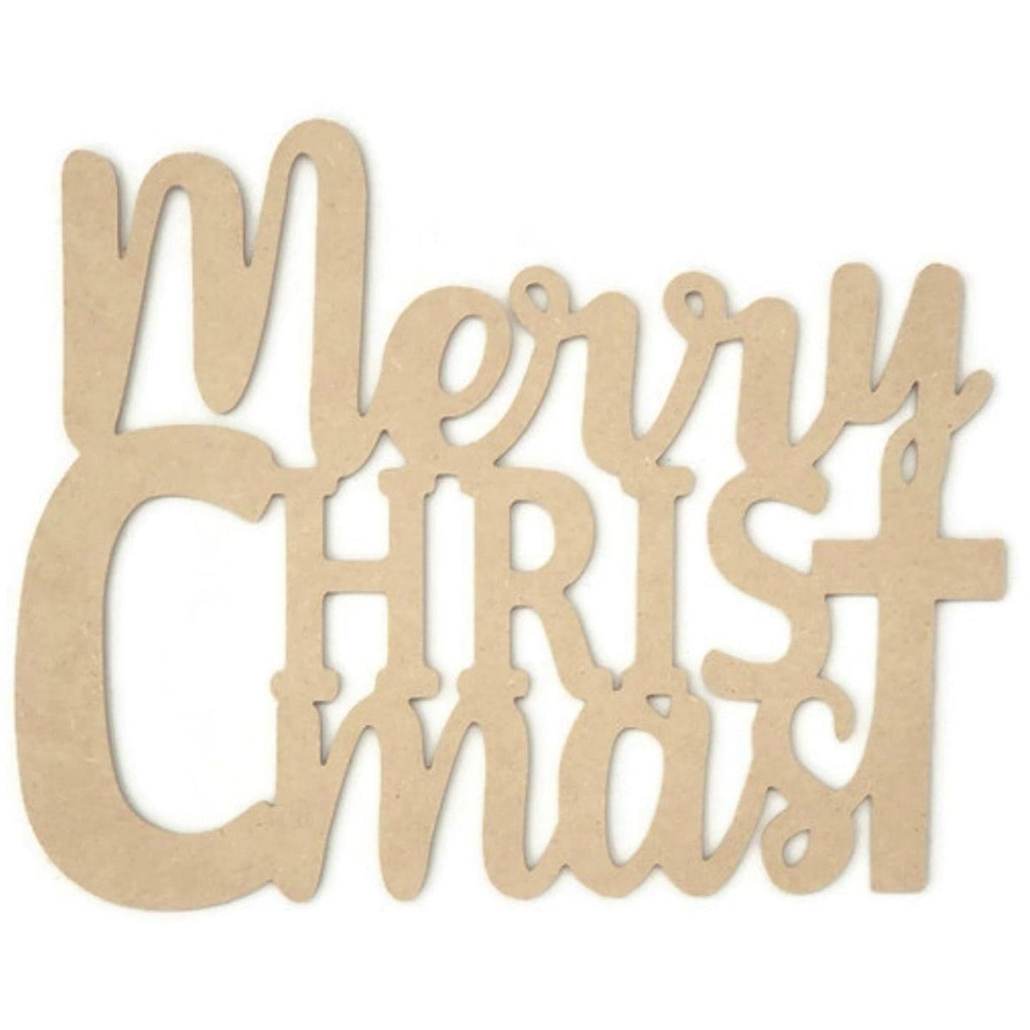 Merry Christmas Word Wood Cutout - Unfinished Wood