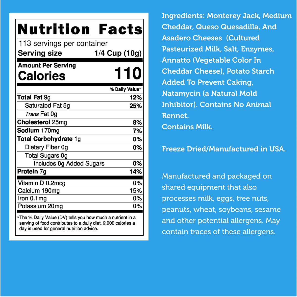 Freeze Dried Snack - Real Cheese (Mexican Blend)