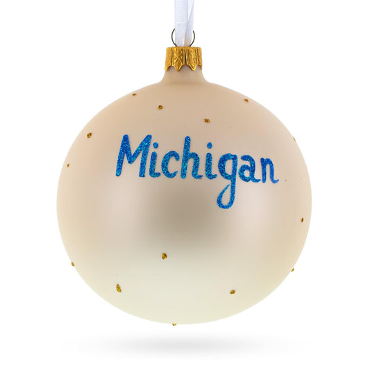 Michigan State, USA Glass Ball Christmas Ornament 4 Inches