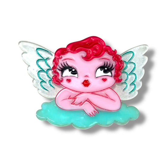 a cartoon angel on a cloud