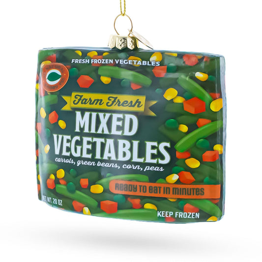 Mixed Vegetables Frozen Box Glass Christmas Ornament