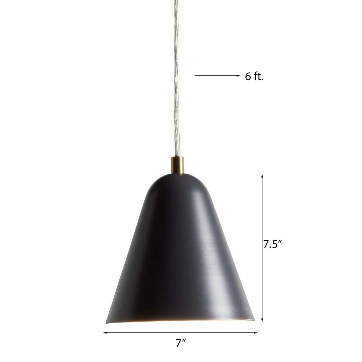 MoDRN 7"W 1-Light Scandinavian Mini-Pendant Light Fixture, Black Metal Finish