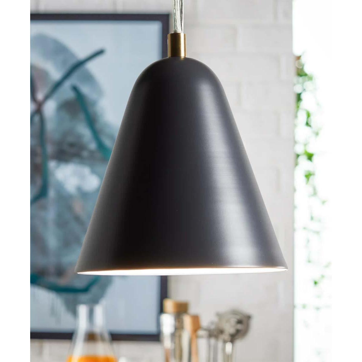 MoDRN 7"W 1-Light Scandinavian Mini-Pendant Light Fixture, Black Metal Finish
