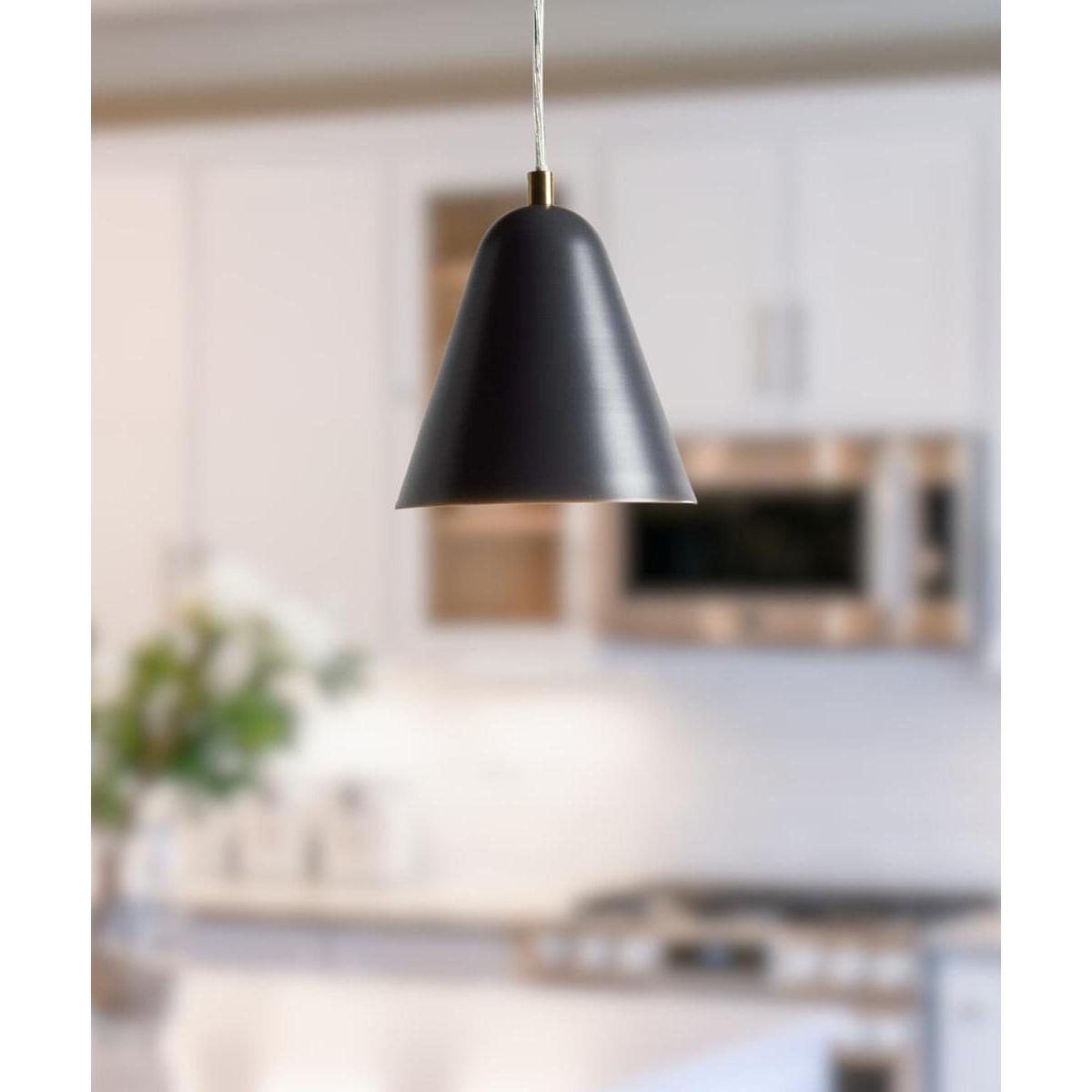 MoDRN 7"W 1-Light Scandinavian Mini-Pendant Light Fixture, Black Metal Finish