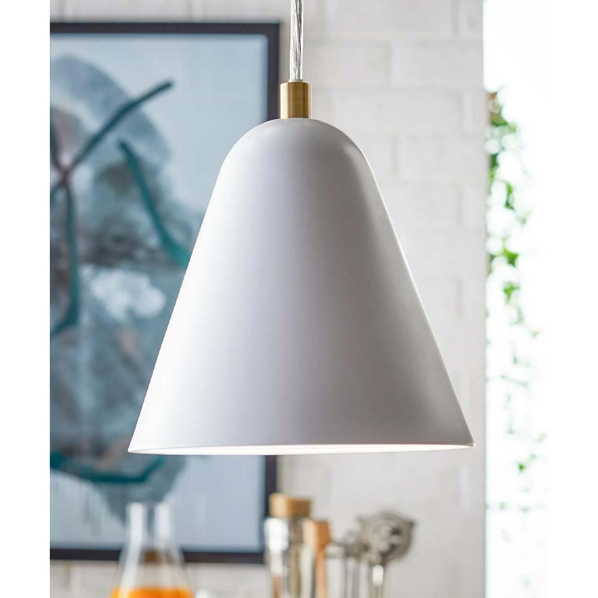 MoDRN 7"W 1-Light Scandinavian Mini-Pendant Light Fixture, White Metal Finish