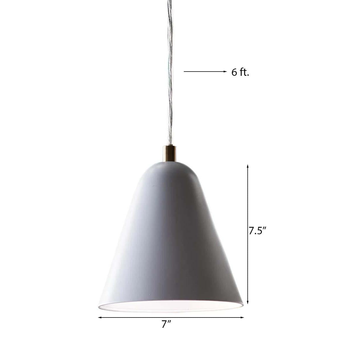 MoDRN 7"W 1-Light Scandinavian Mini-Pendant Light Fixture, White Metal Finish
