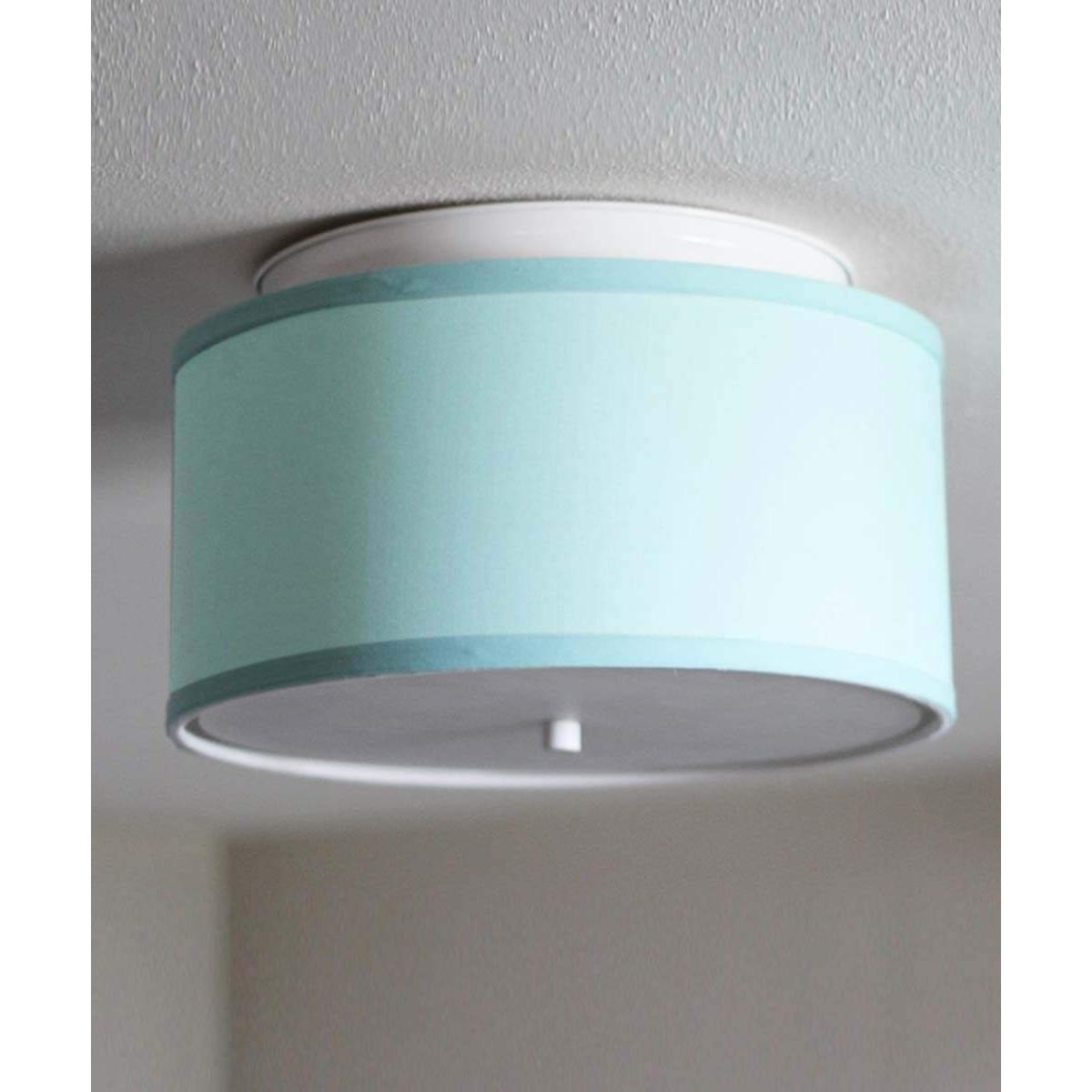 Moderne Flush Mount Conversion Kit 14"w Island Paradise Blue Drum Lampshade