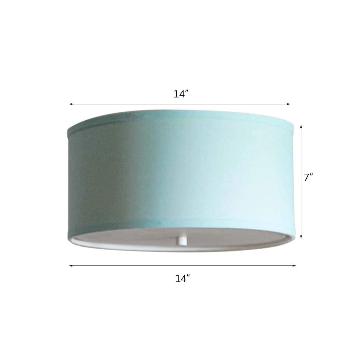 Moderne Flush Mount Conversion Kit 14"w Island Paradise Blue Drum Lampshade