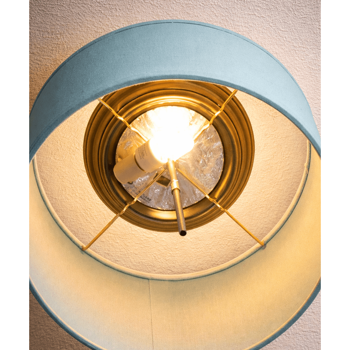 Moderne Flush Mount Conversion Kit 14"w Island Paradise Blue Drum Lampshade