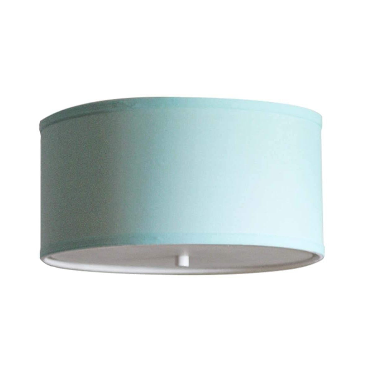 Moderne Flush Mount Conversion Kit 14"w Island Paradise Blue Drum Lampshade