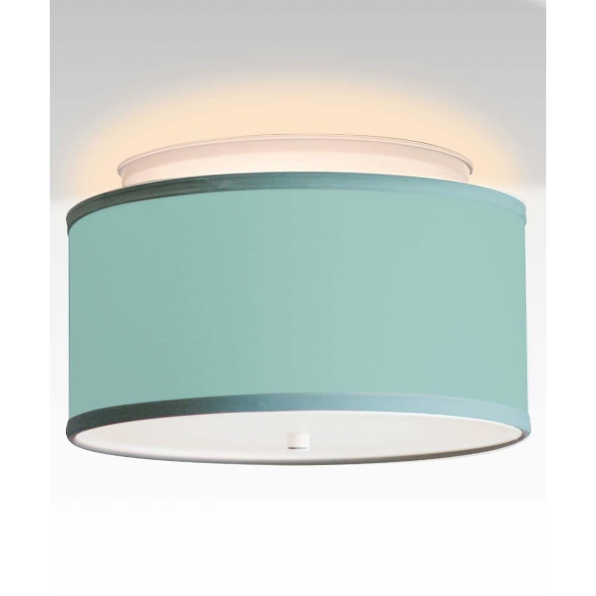 Moderne Flush Mount Conversion Kit 14"w Island Paradise Blue Drum Lampshade