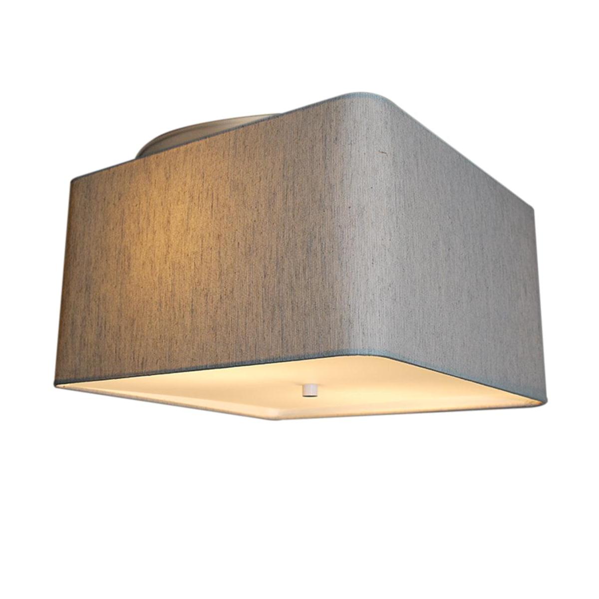 Moderne Flush Mount Conversion Kit 14"w Rounded Corner Square Oatmeal Drum Shade