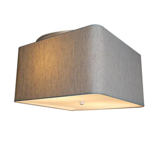 Moderne Flush Mount Conversion Kit 14"w Rounded Corner Square Oatmeal Drum Shade