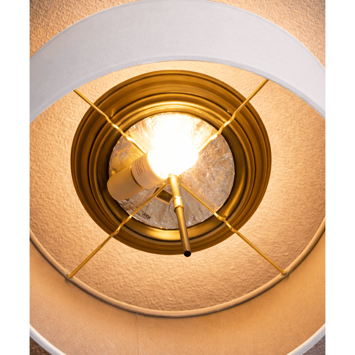 Moderne Flush Mount Conversion Kit 14"w White Hardback Drum Lampshade