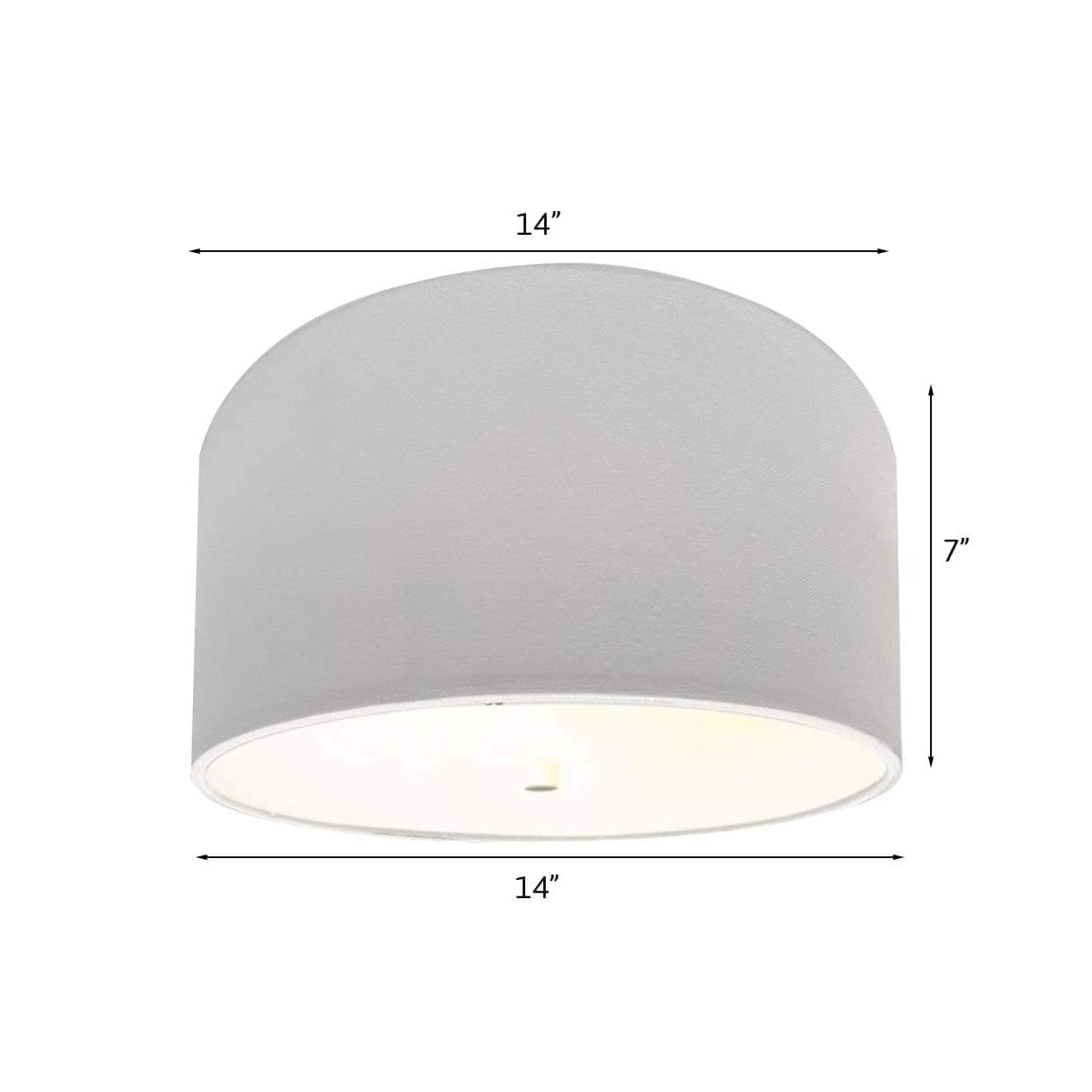 Moderne Flush Mount Conversion Kit 14"w White Hardback Drum Lampshade