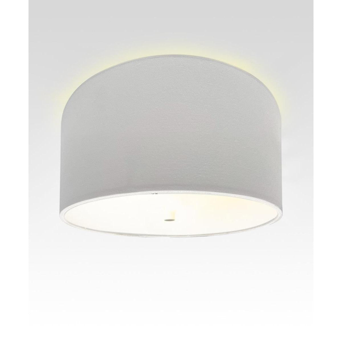 Moderne Flush Mount Conversion Kit 14"w White Hardback Drum Lampshade