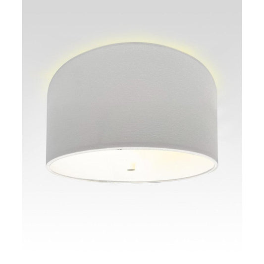 Moderne Flush Mount Conversion Kit 14"w White Hardback Drum Lampshade