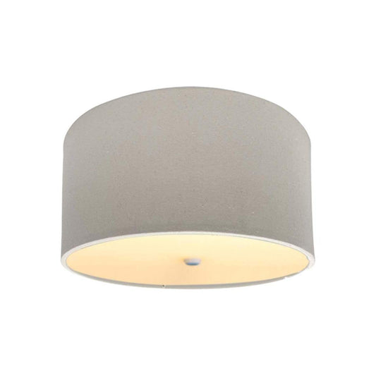 Moderne Flush Mount Conversion Kit 16"w Light Oatmeal Linen Drum Lampshade
