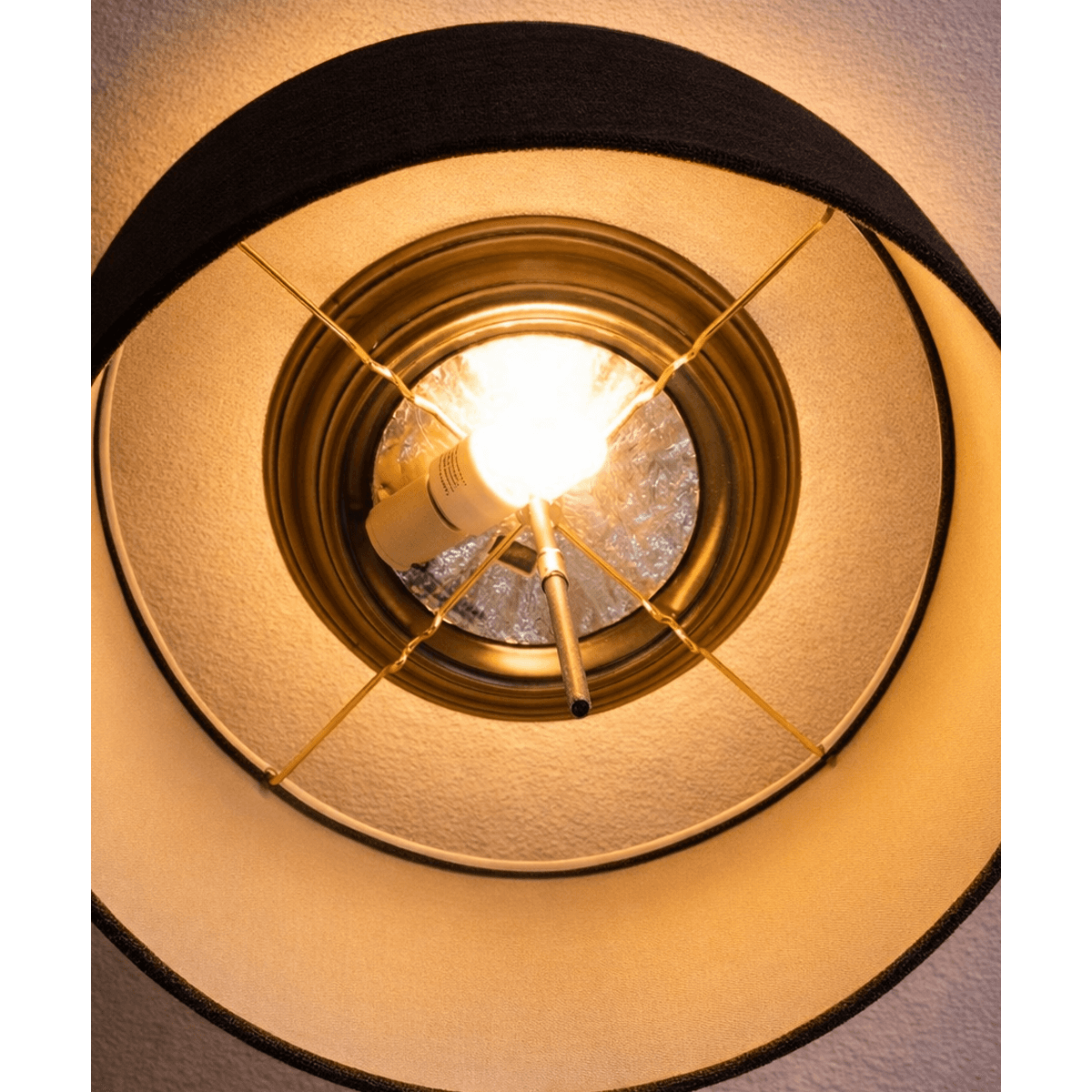 Moderne Flush Mount Conversion Kit 18"w Chocolate Burlap Shallow Drum Lampshade