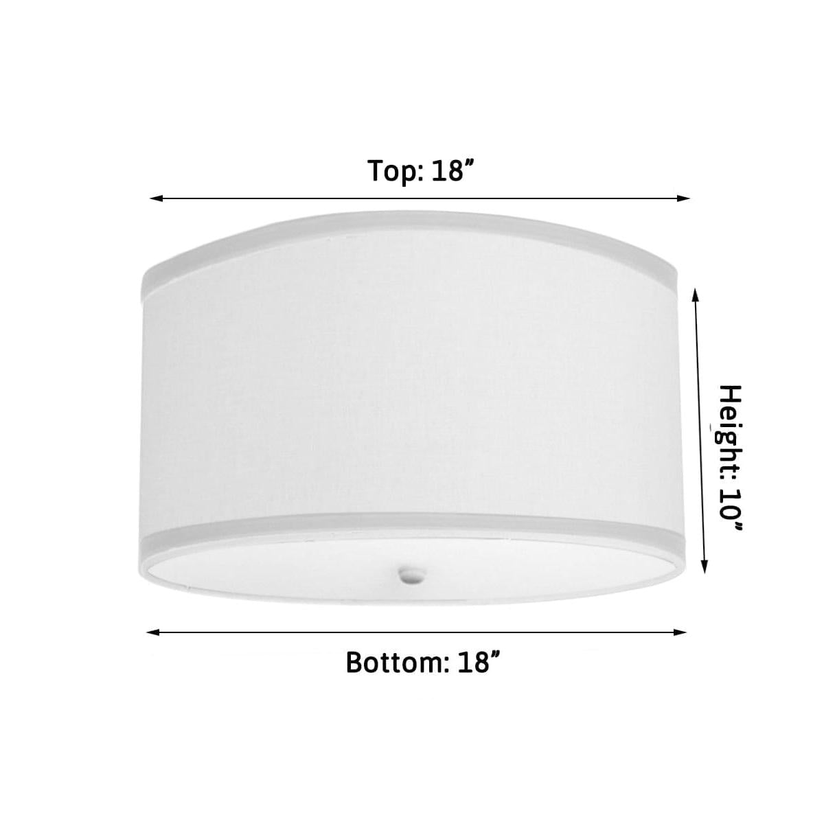 Moderne Flush Mount Conversion Kit 18"w White Linen  Shallow Drum Lampshade