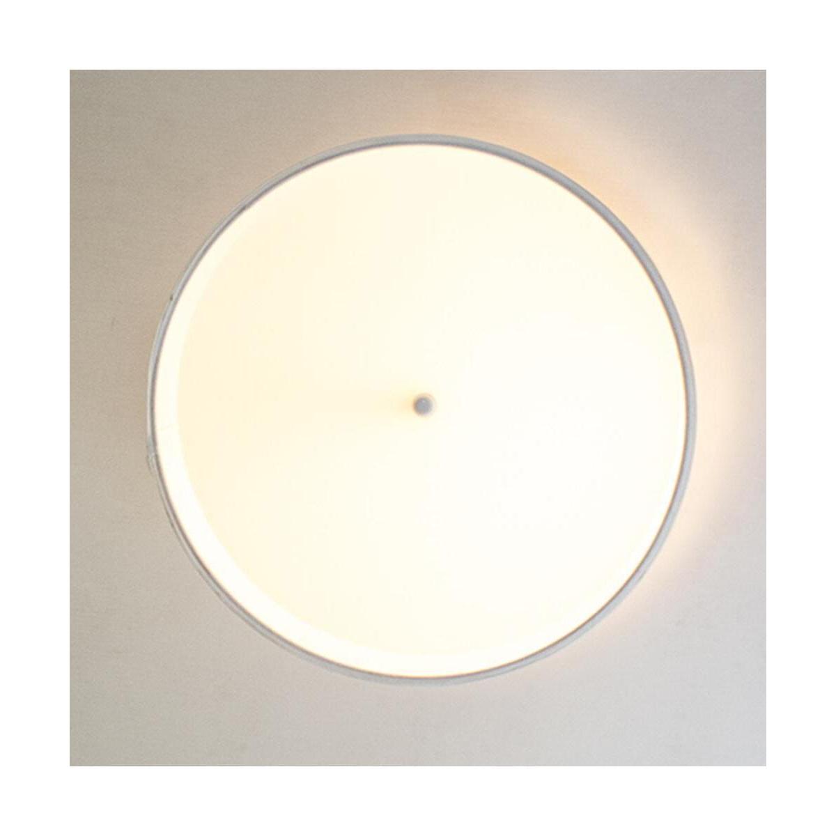 Moderne Flush Mount Conversion Kit 18"w White Linen  Shallow Drum Lampshade