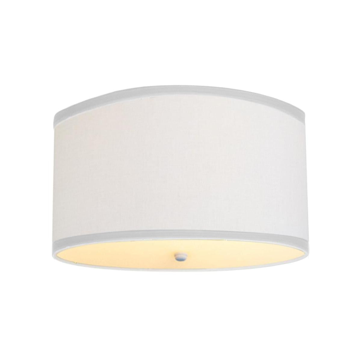 Moderne Flush Mount Conversion Kit 18"w White Linen  Shallow Drum Lampshade